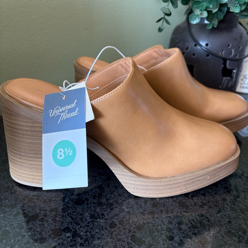 Universal Thread Cognac Leather Platform Mule Clo… - image 2